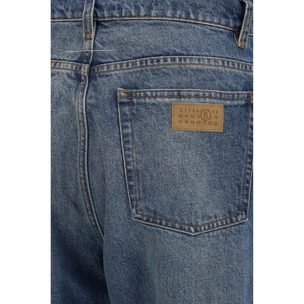 MM6 Blue Cotton Straight-Leg Jeans