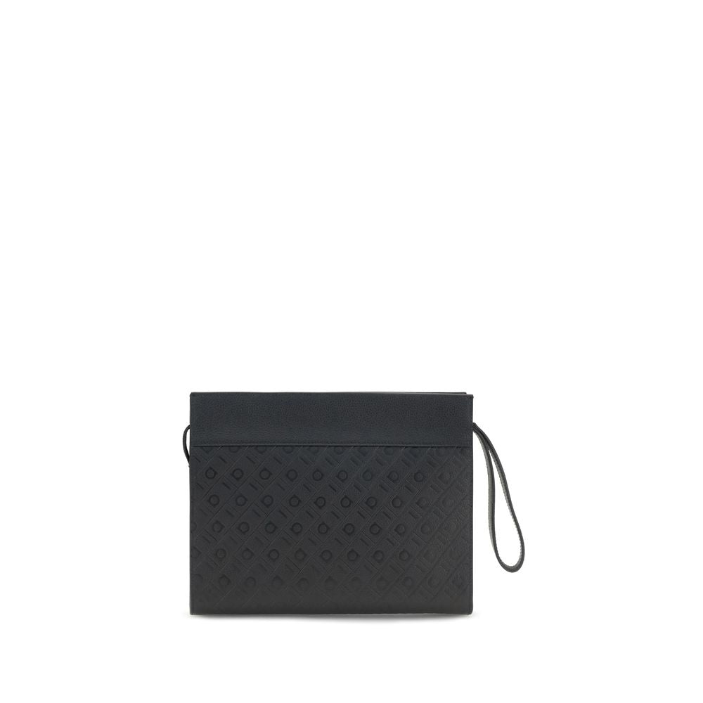 Ferragamo Black Calf Leather Bos Taurus Shoulder Bag Ferragamo