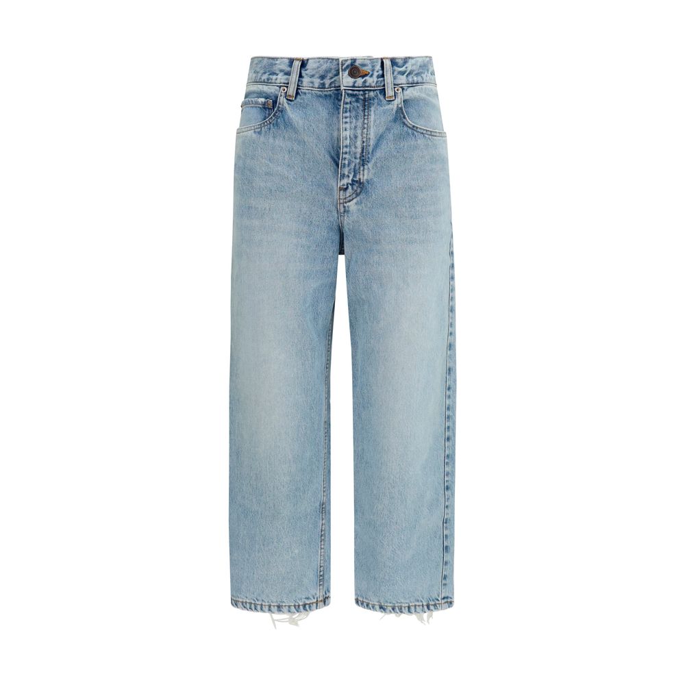 Balenciaga Blue Cotton Cropped Jeans