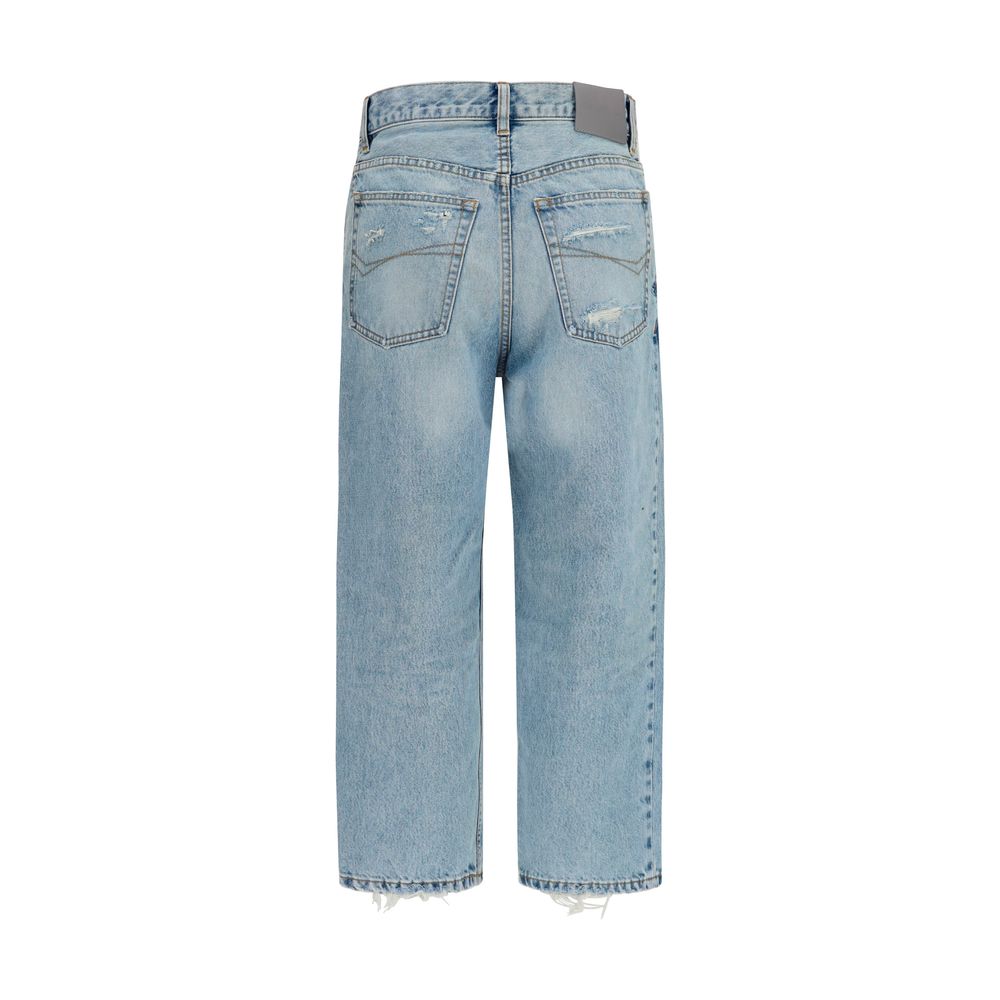 Balenciaga Blue Cotton Cropped Jeans