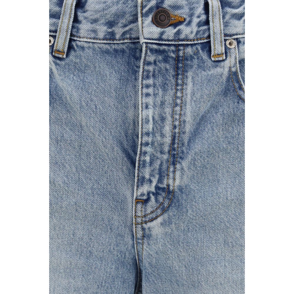 Balenciaga Blue Cotton Cropped Jeans