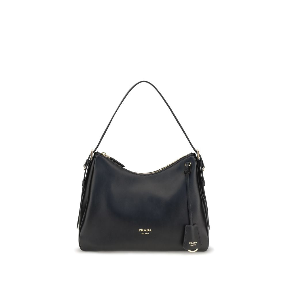 Prada Black Calf Leather Bos Taurus Shoulder Bag