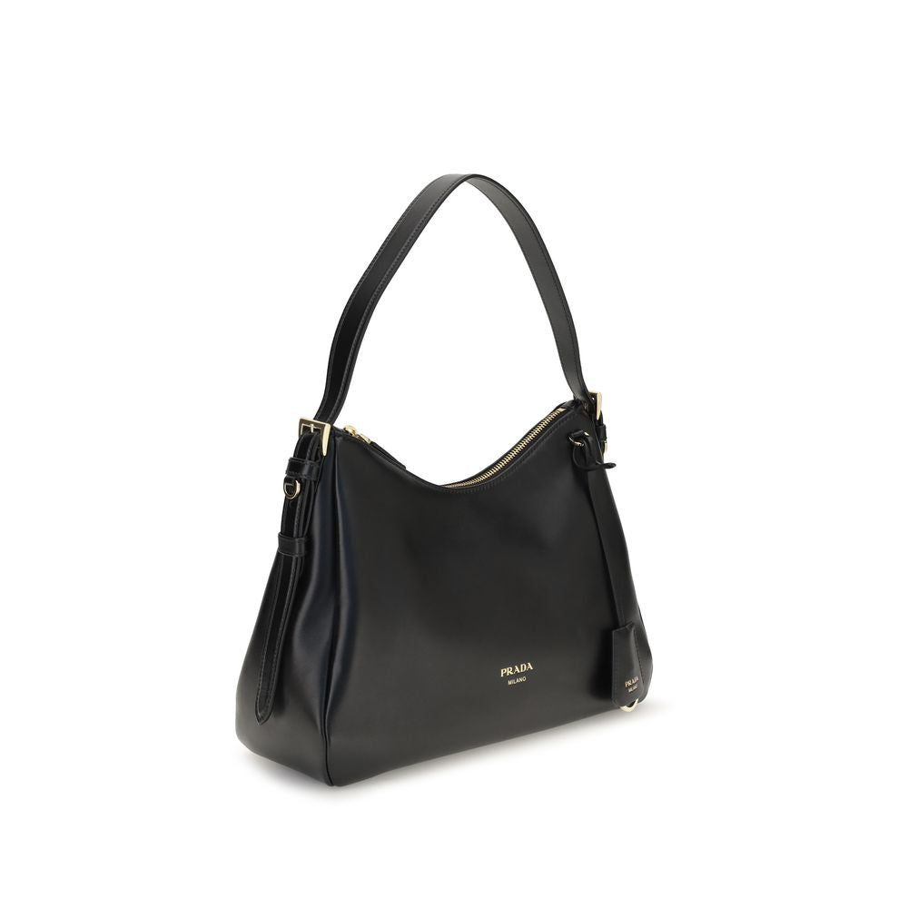 Prada Black Calf Leather Bos Taurus Shoulder Bag