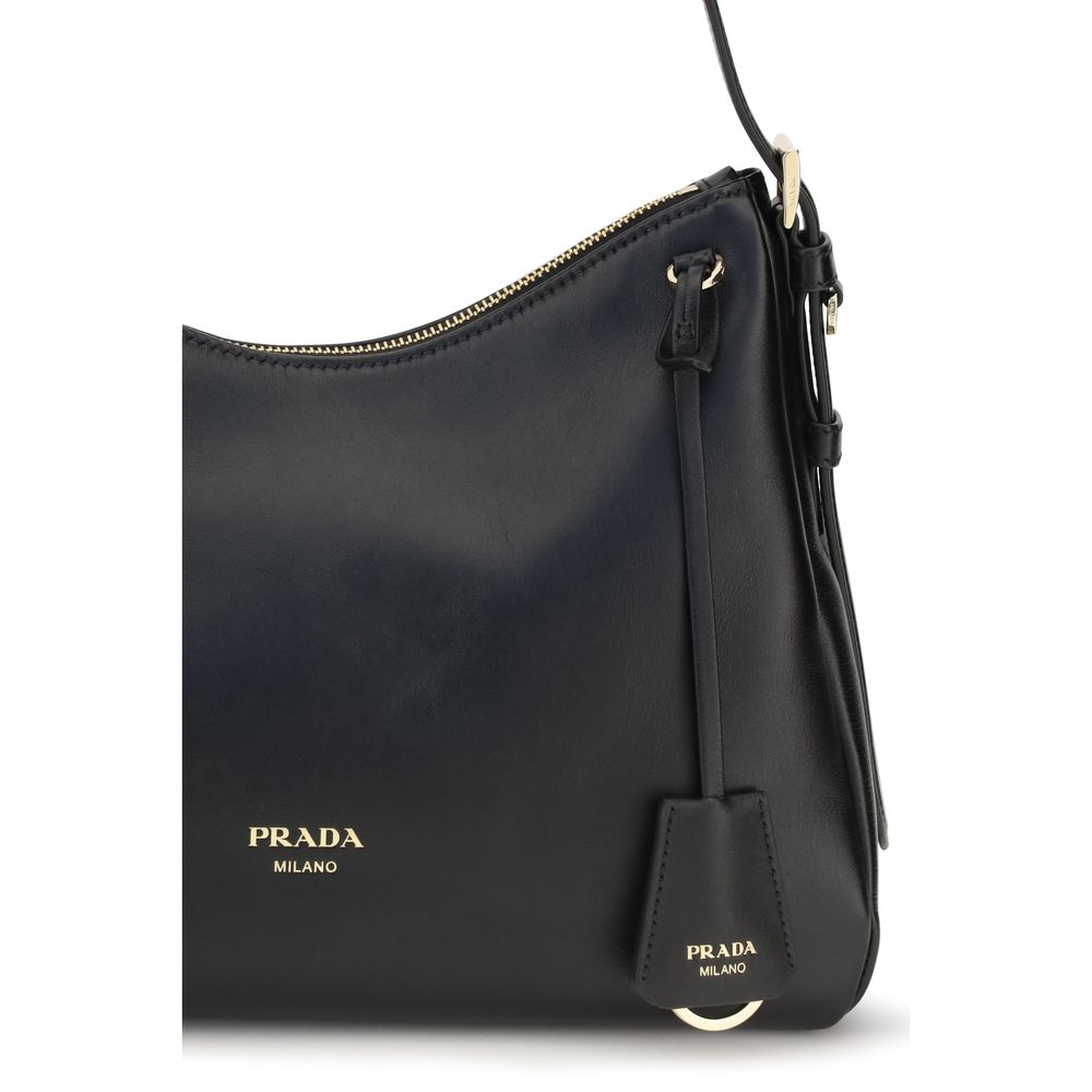 Prada Black Calf Leather Bos Taurus Shoulder Bag