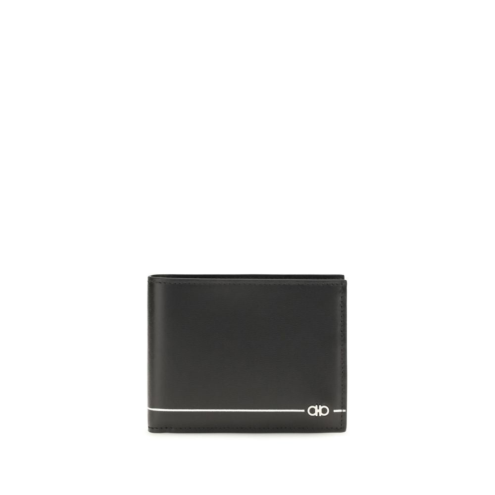 Ferragamo Black Calf Leather Bos Taurus Wallet