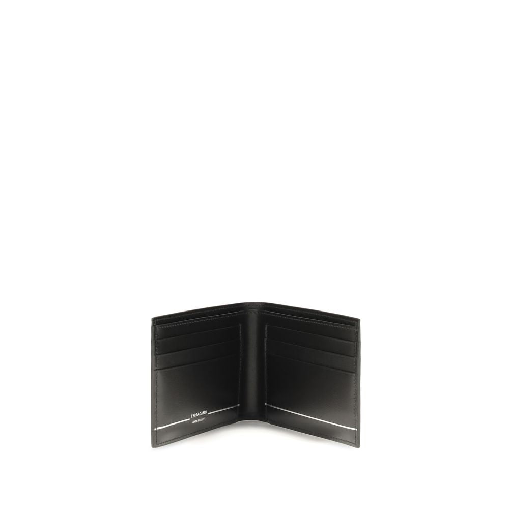 Ferragamo Black Calf Leather Bos Taurus Wallet