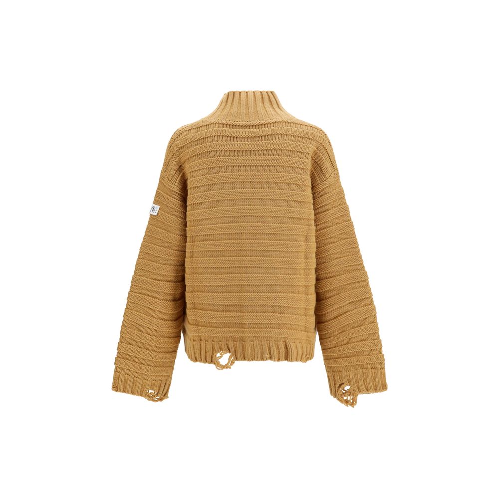 MM6 Beige Wool Oves Aries Turtleneck