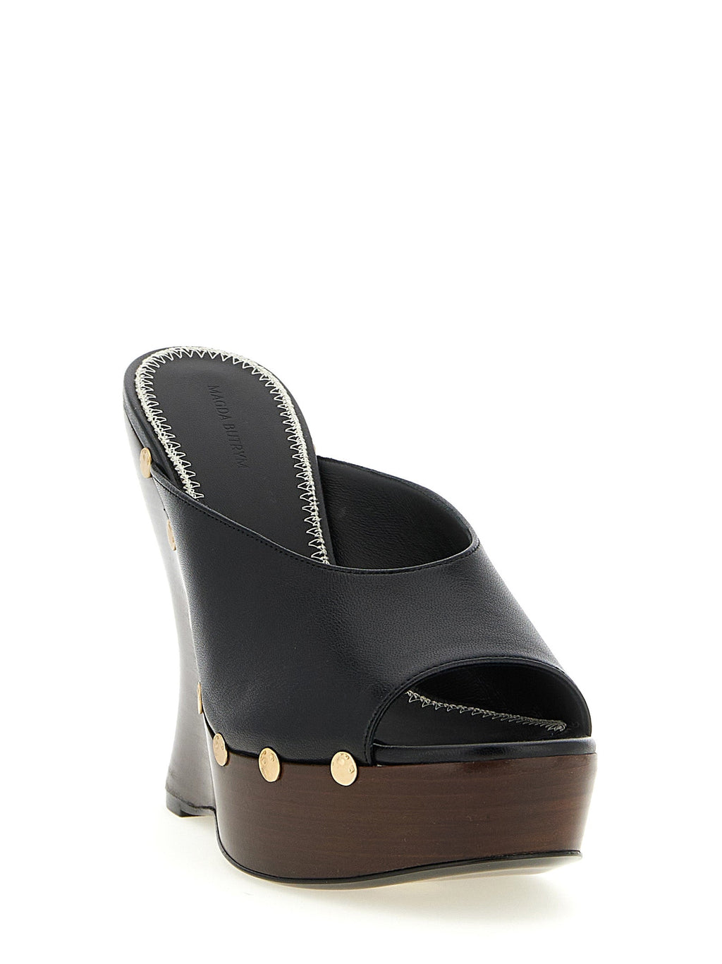 Magda Butrym Black Calfskin Wedge Sandals