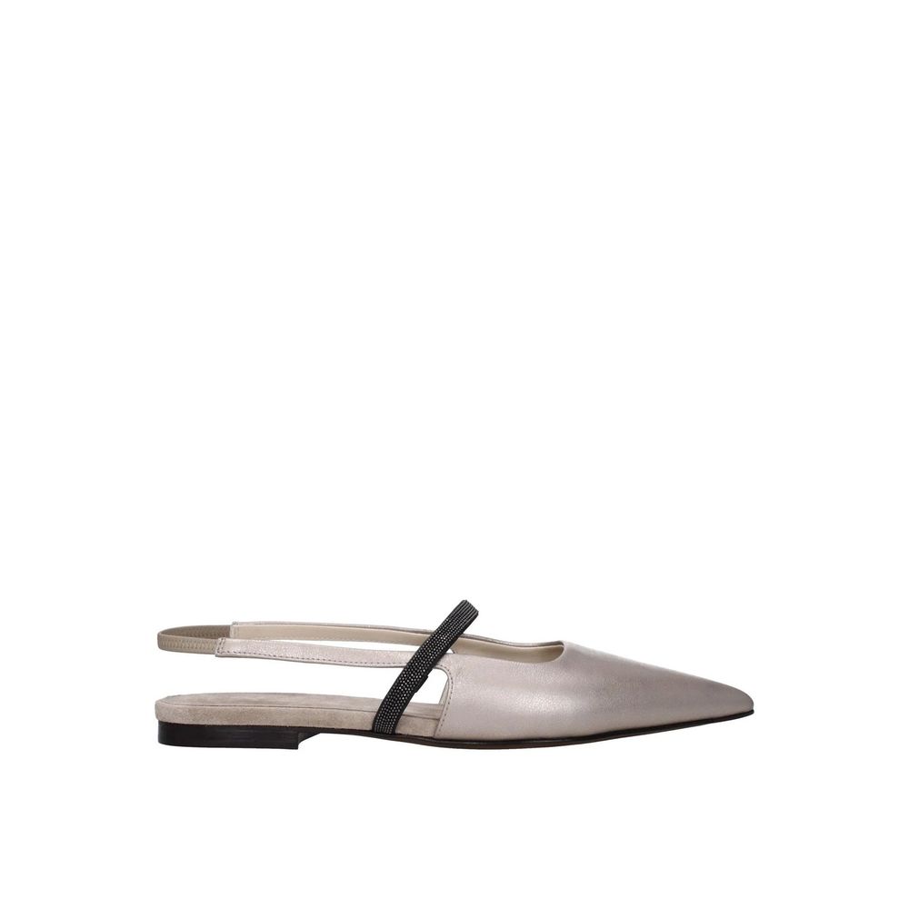 Brunello Cucinelli Beige Leather Mules
