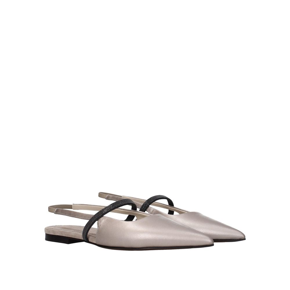 Brunello Cucinelli Beige Leather Mules
