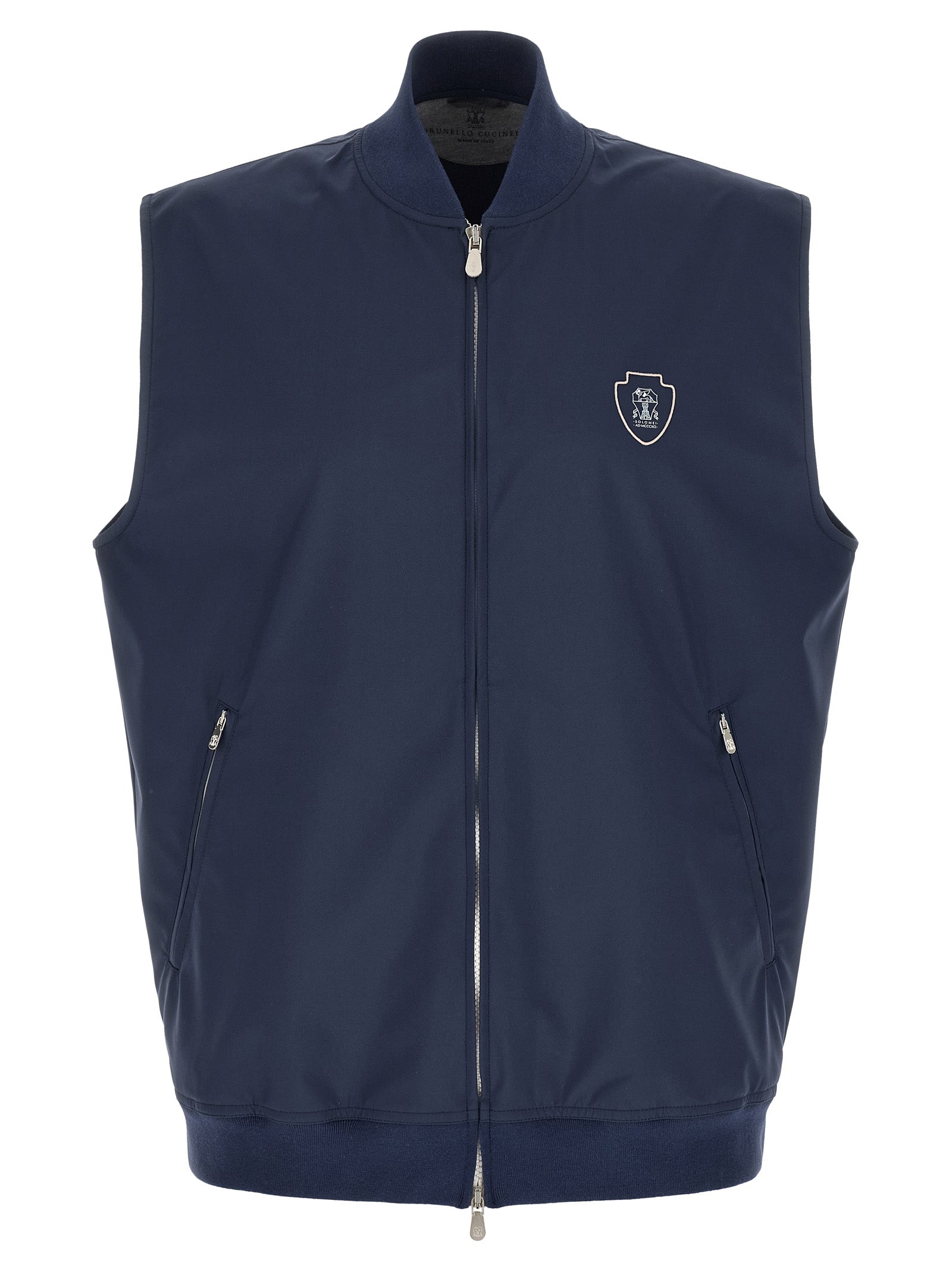 Brunello Cucinelli Blue Polyester Sleeveless Jacket
