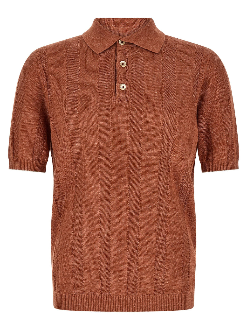 Brunello Cucinelli Orange Linen Polo Shirt