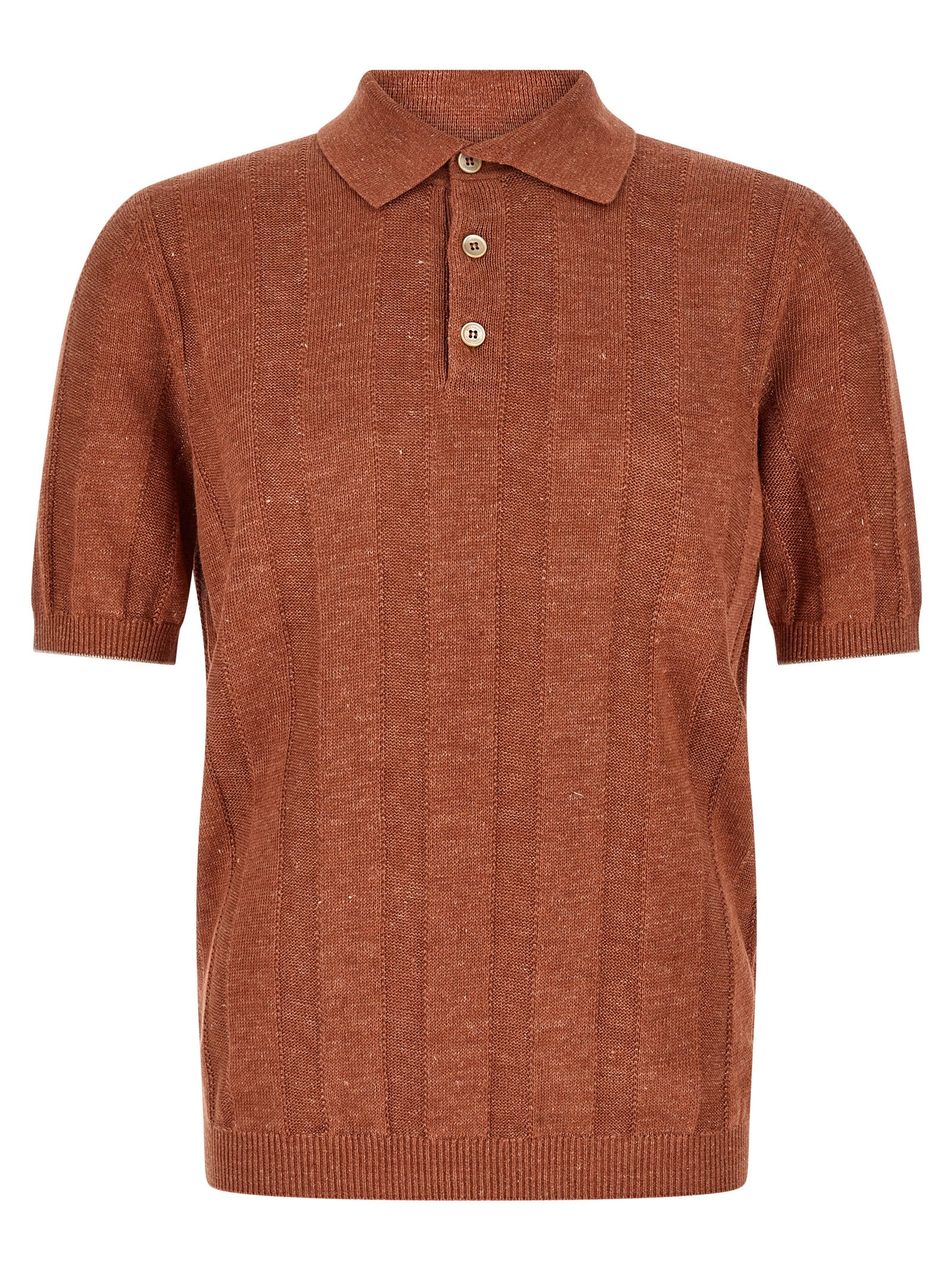 Brunello Cucinelli Orange Linen Polo Shirt