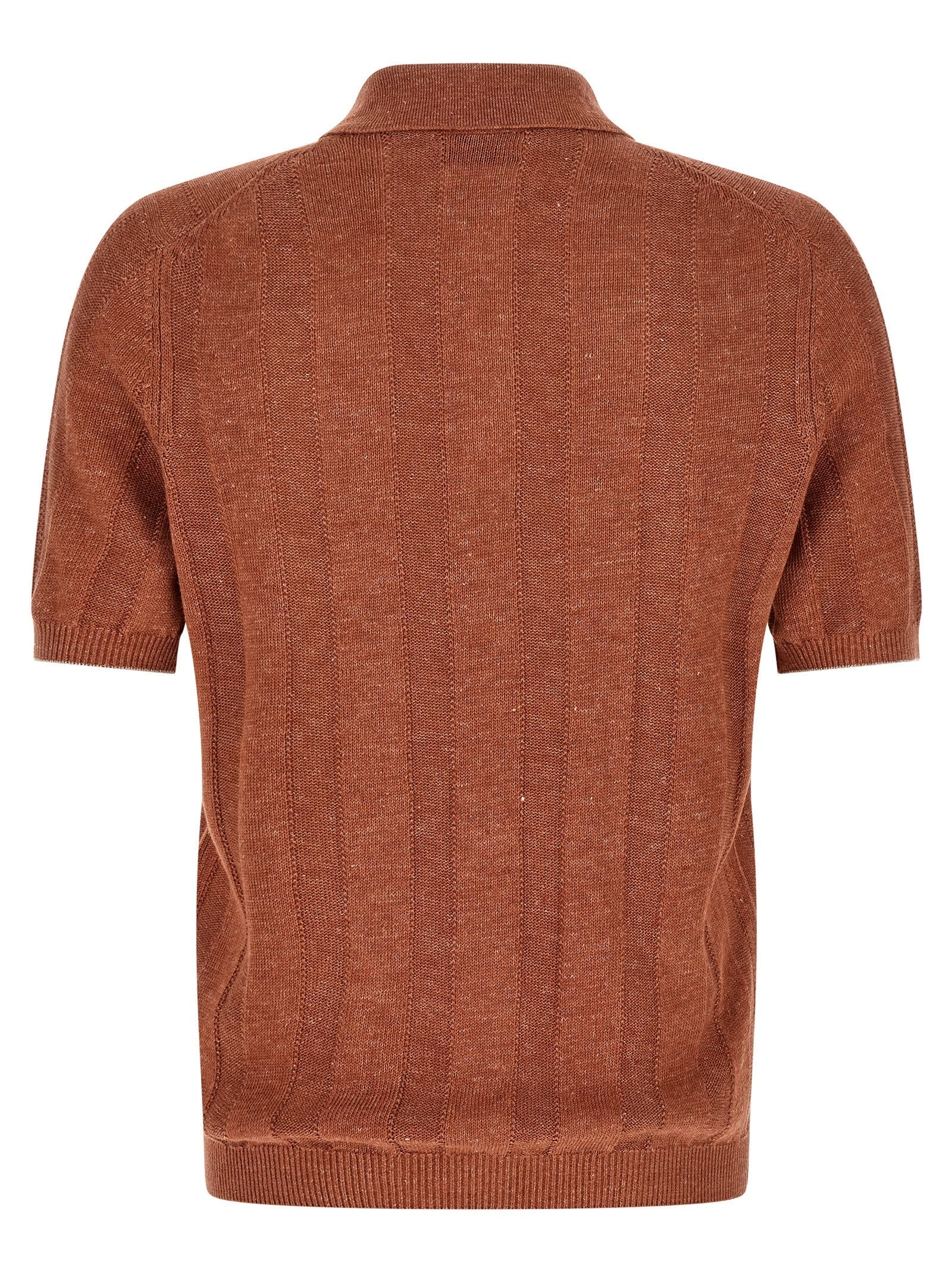 Brunello Cucinelli Orange Linen Polo Shirt