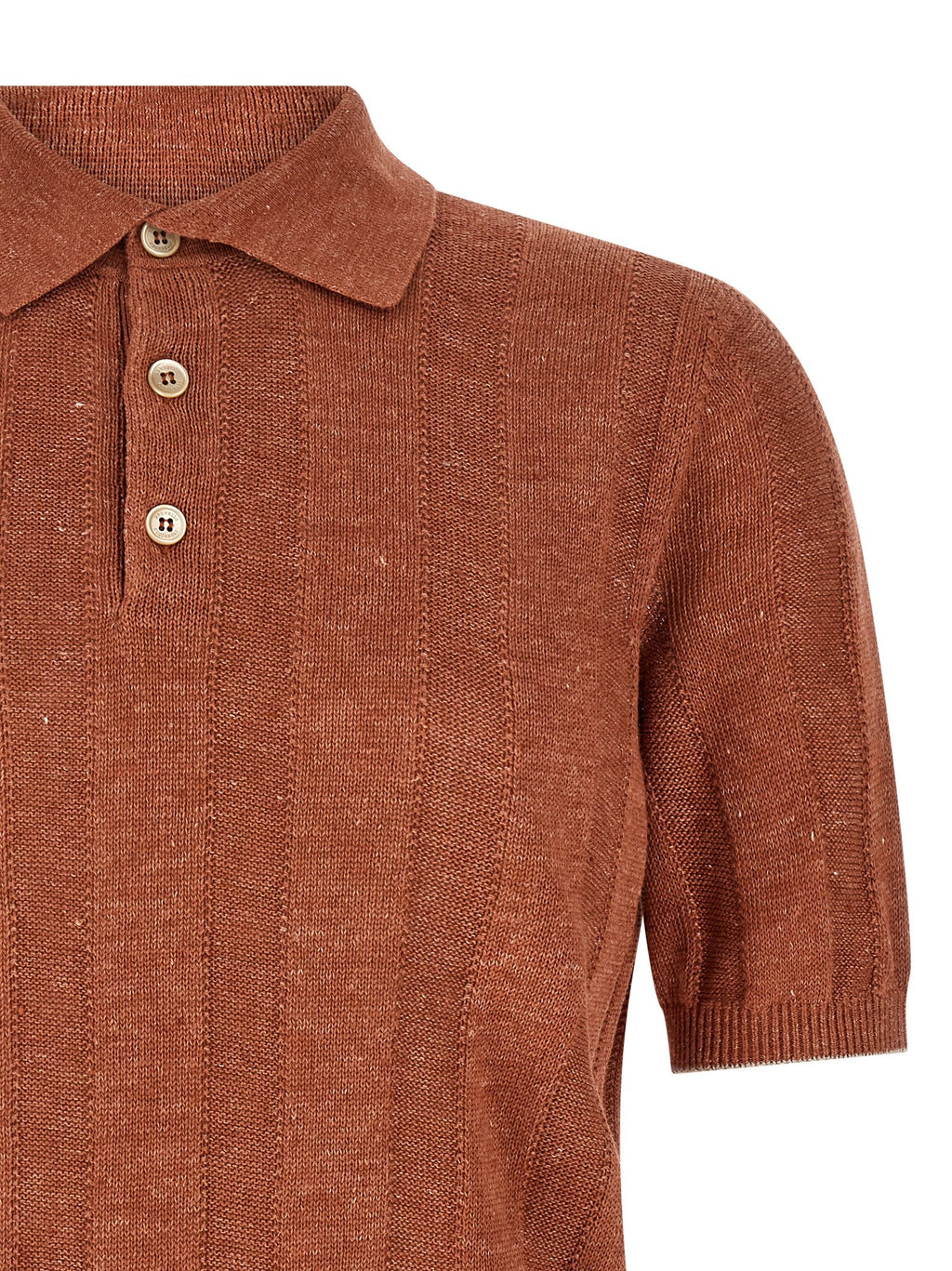 Brunello Cucinelli Orange Linen Polo Shirt