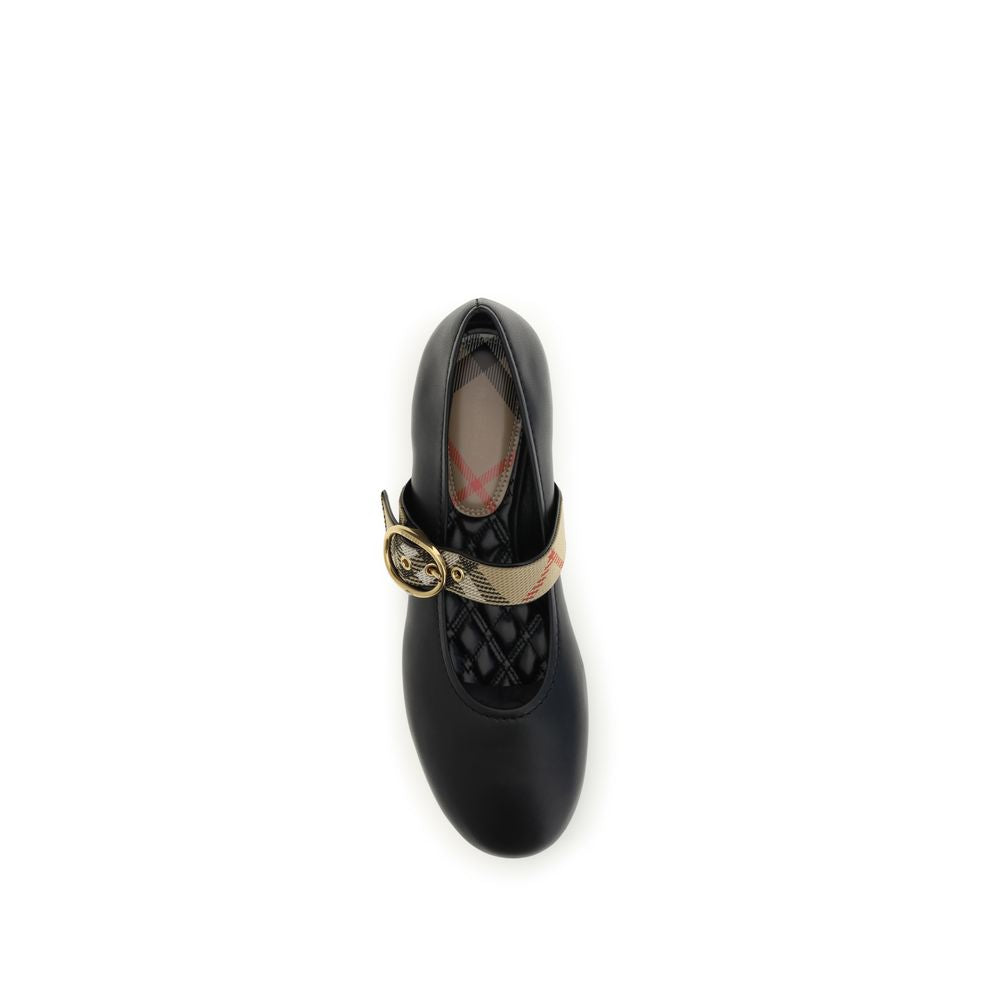 Burberry Black Calf Leather Bos Taurus Ballet Flats