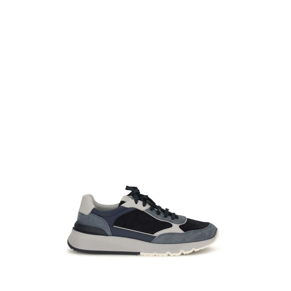 Brunello Cucinelli Blue Calf Leather Bos Taurus Athletic Sneakers