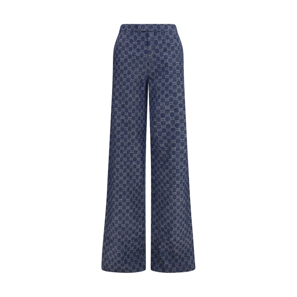 Gucci Blue Cotton Casual Pants