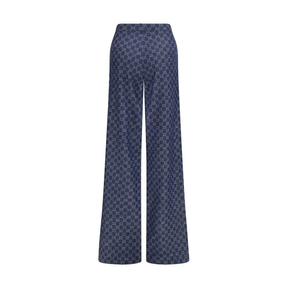 Gucci Blue Cotton Casual Pants