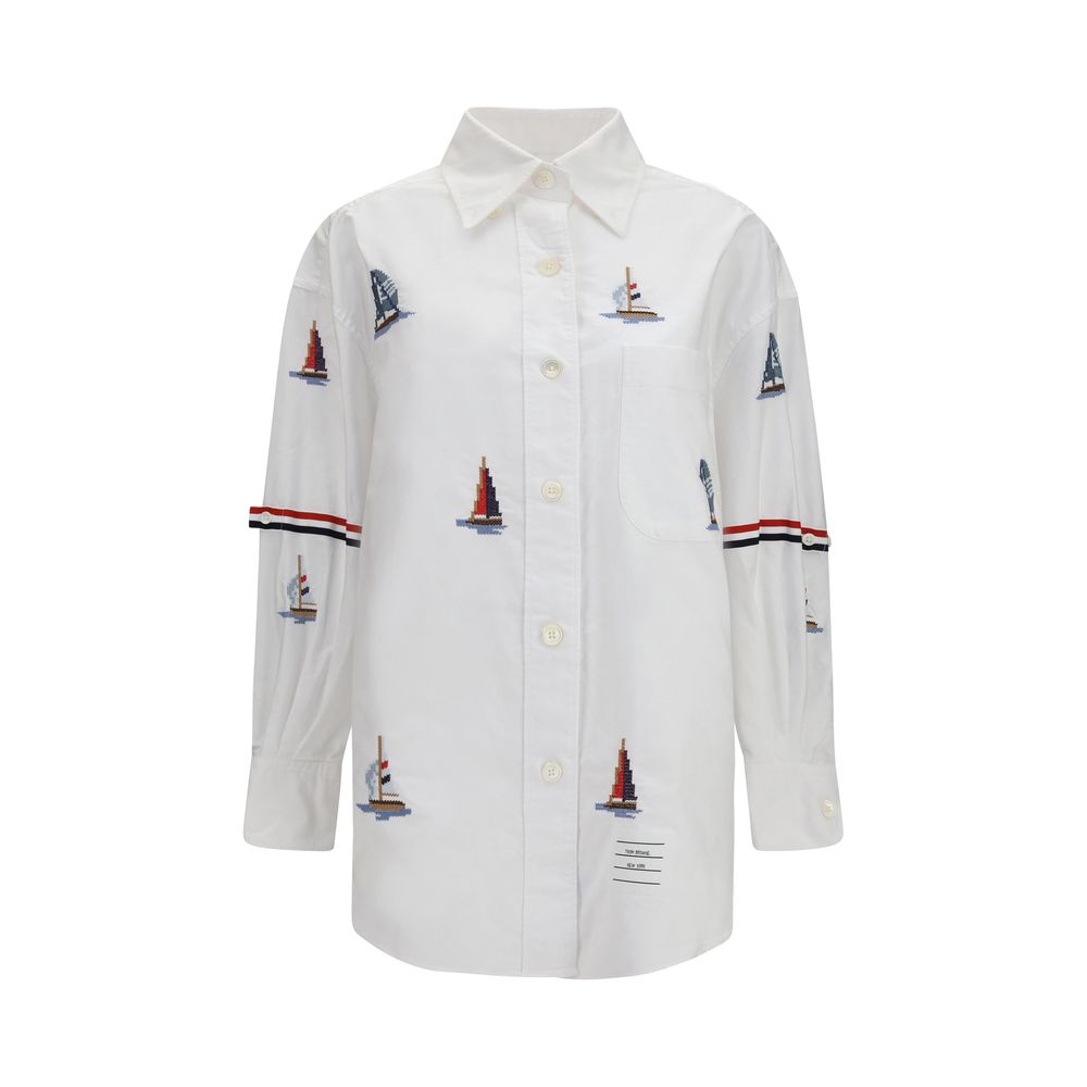 Thom Browne White Cotton Pattern Shirt