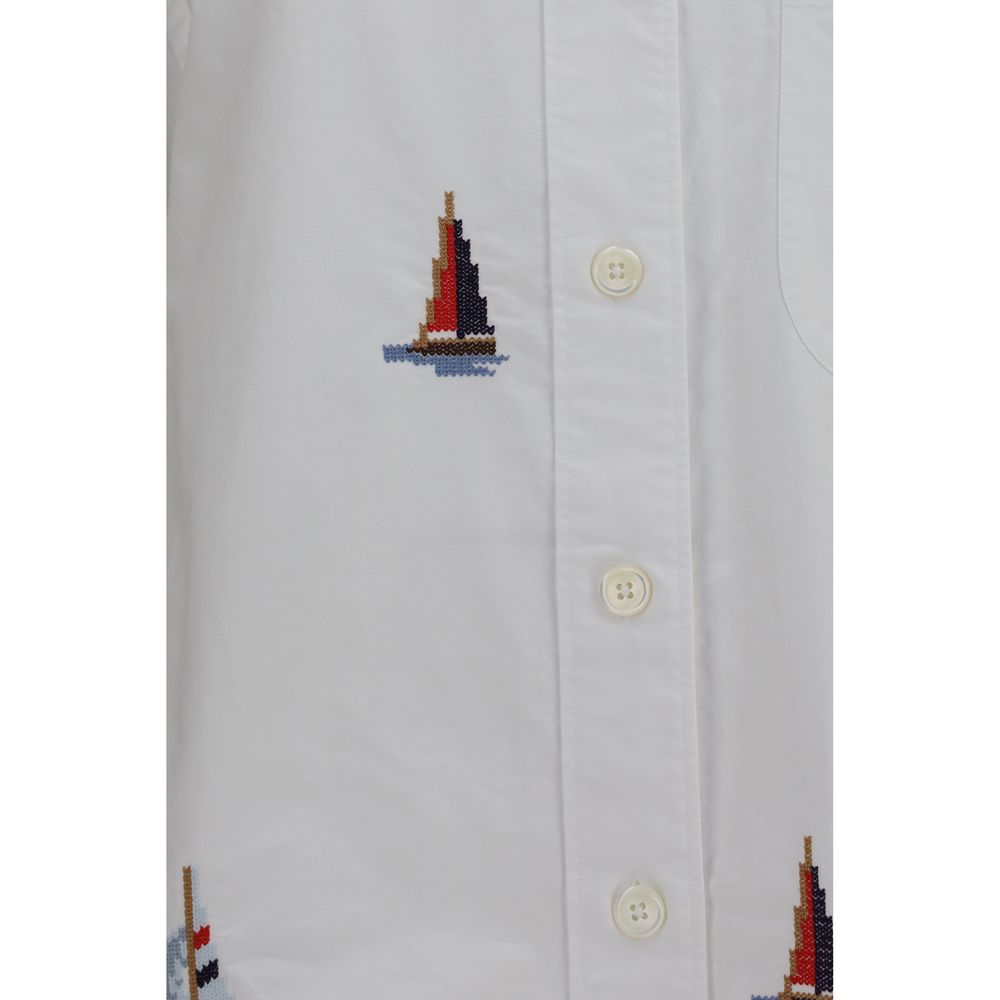 Thom Browne White Cotton Pattern Shirt