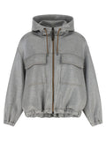 Brunello Cucinelli Silver Cotton Bomber Brunello Cucinelli
