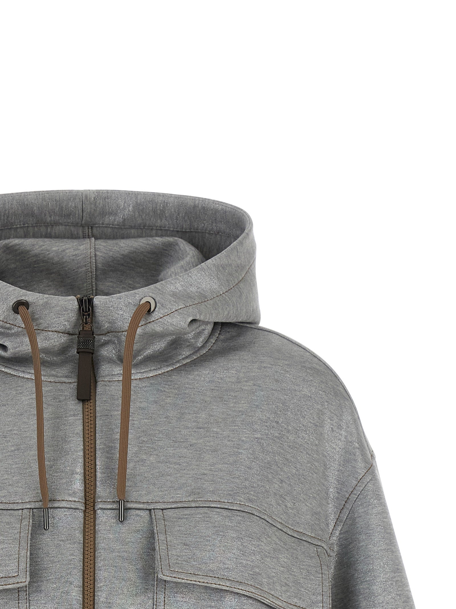 Brunello Cucinelli Silver Cotton Bomber Brunello Cucinelli