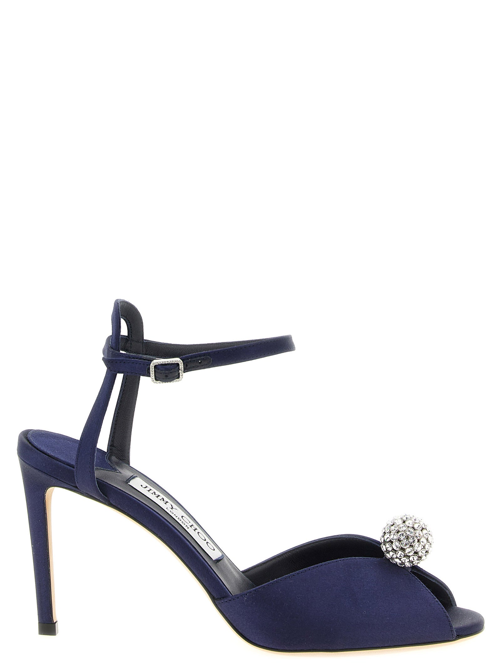Jimmy Choo Blue Tencel Stiletto Heel Sandals