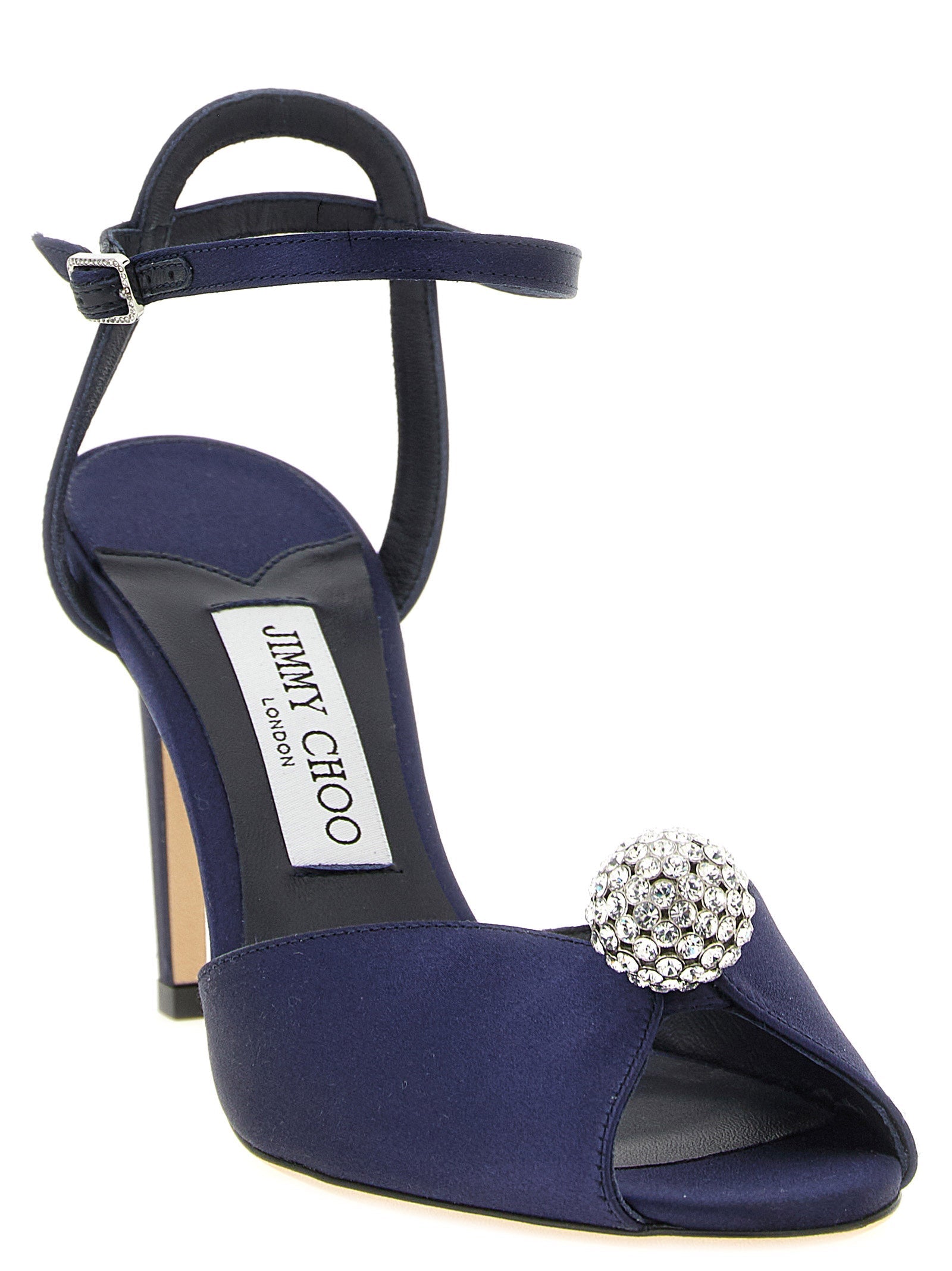 Jimmy Choo Blue Tencel Stiletto Heel Sandals
