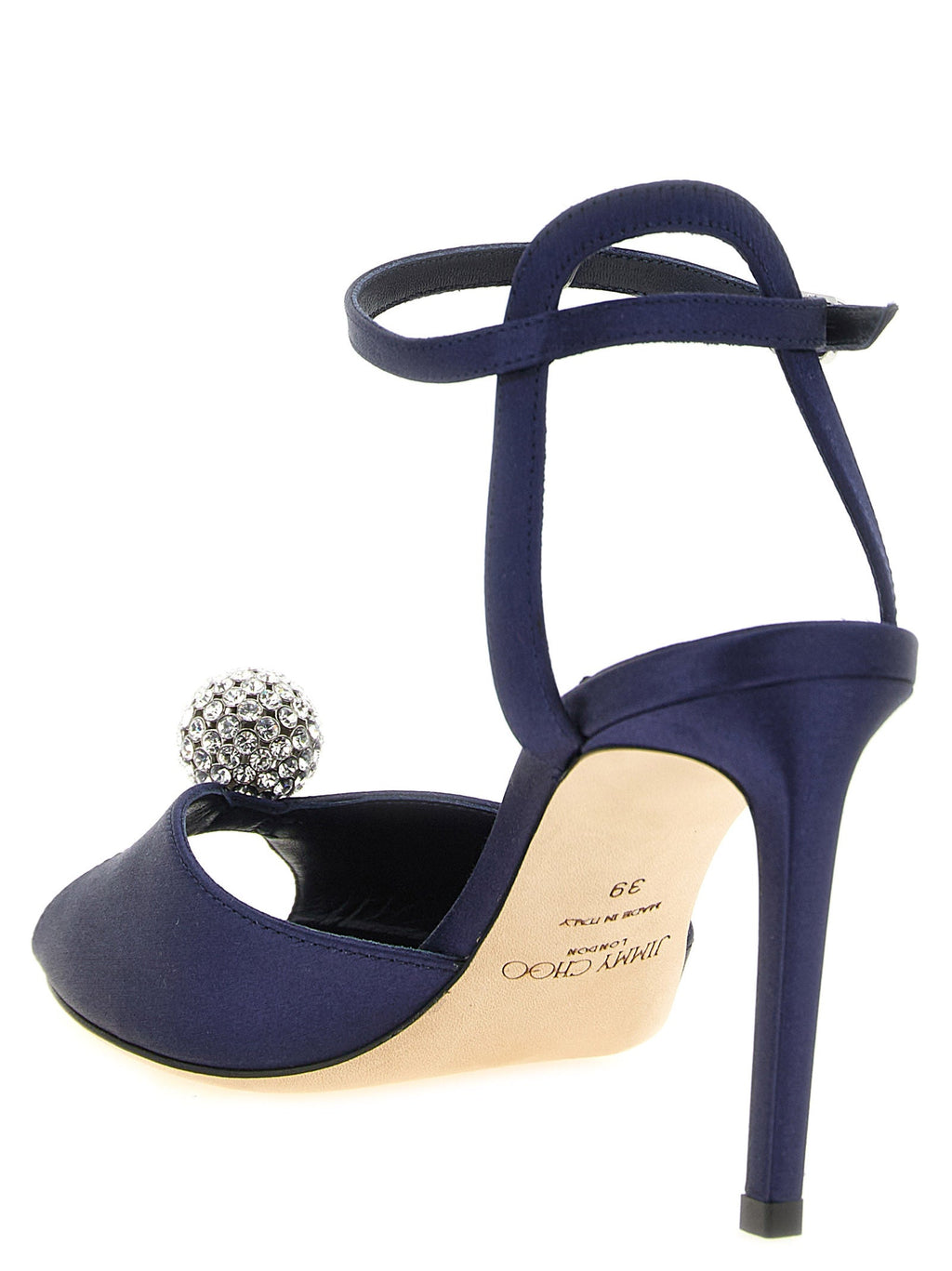 Jimmy Choo Blue Tencel Stiletto Heel Sandals