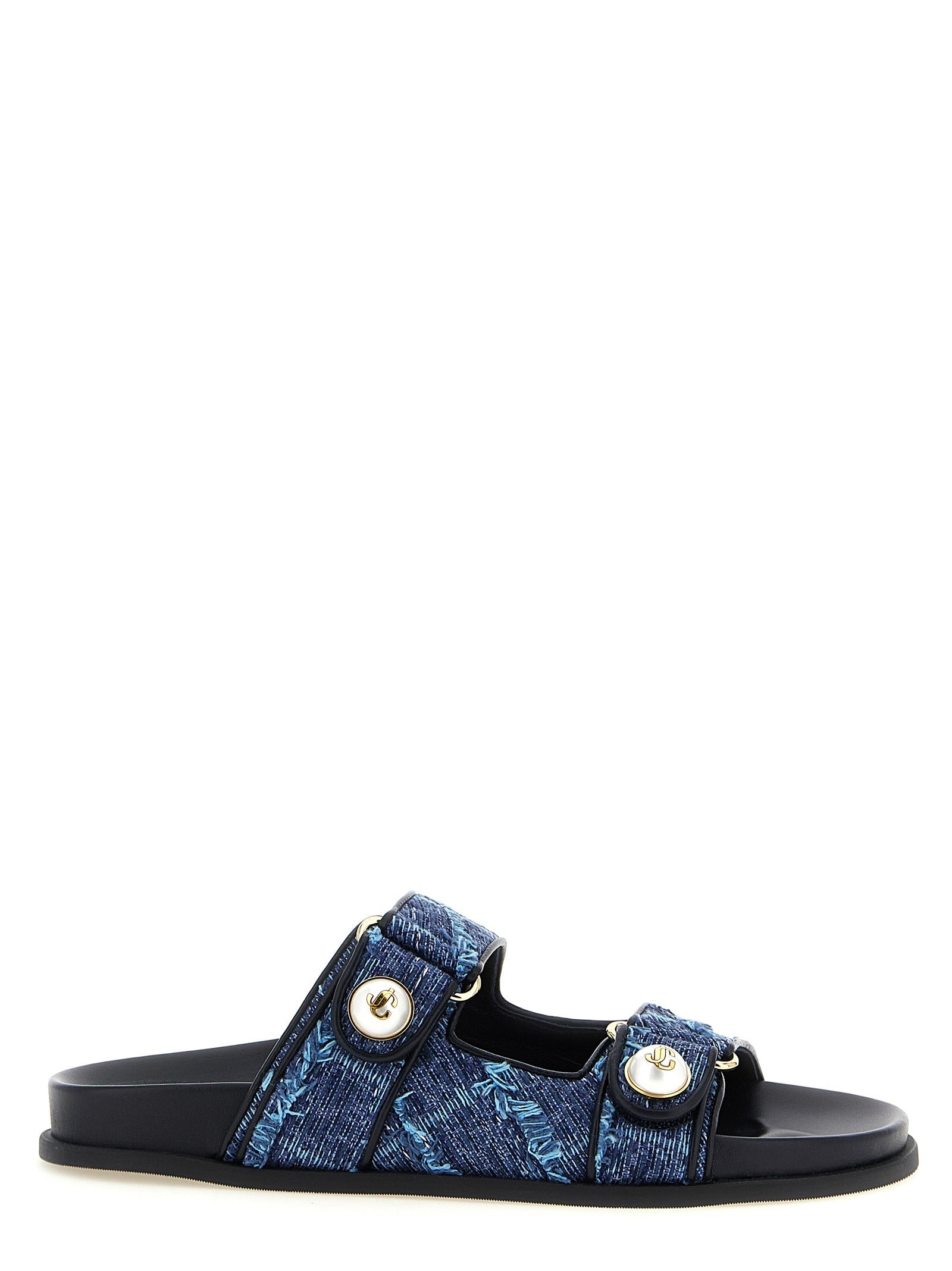 Jimmy Choo Blue Tencel Slides