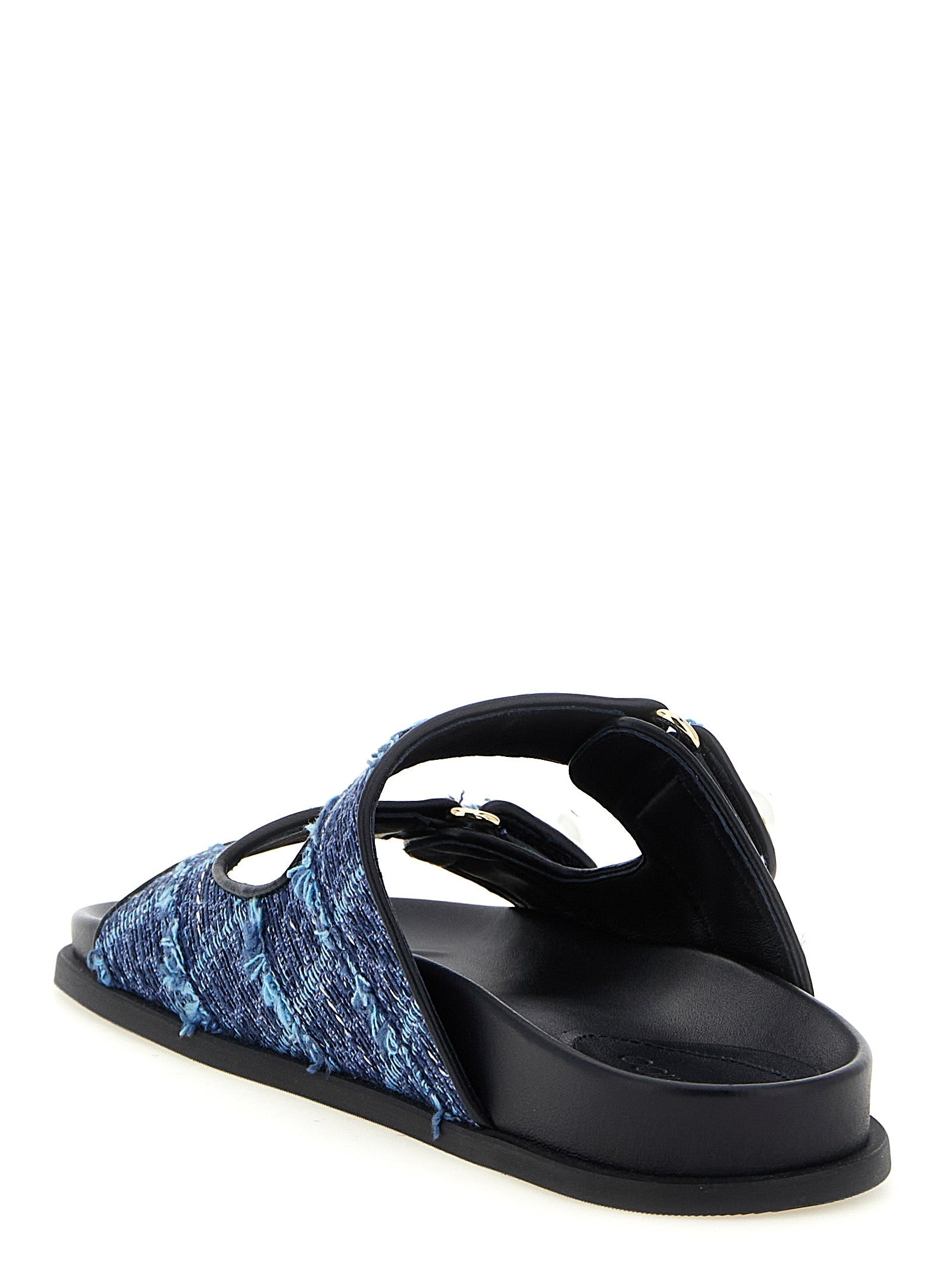 Jimmy Choo Blue Tencel Slides