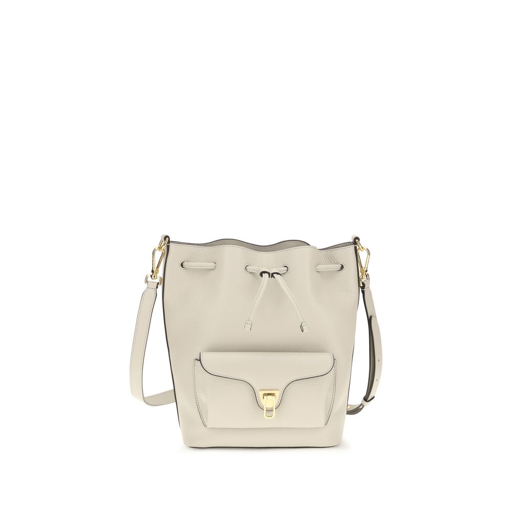 Coccinelle Beige Calf Leather Bos Taurus Backet Bag