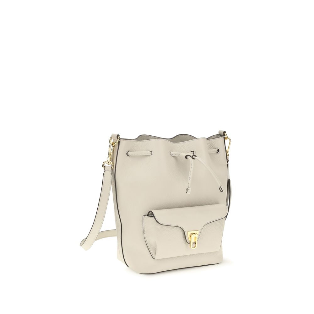 Coccinelle Beige Calf Leather Bos Taurus Backet Bag
