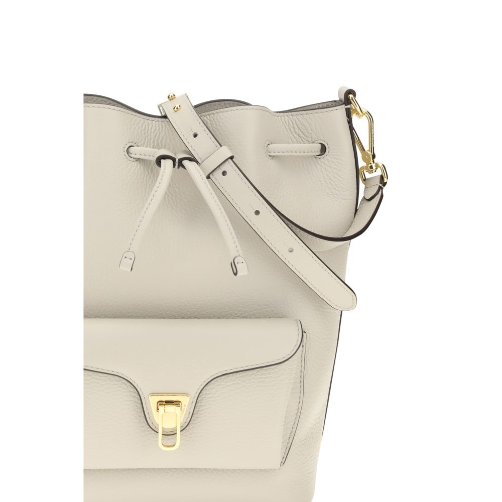 Coccinelle Beige Calf Leather Bos Taurus Backet Bag