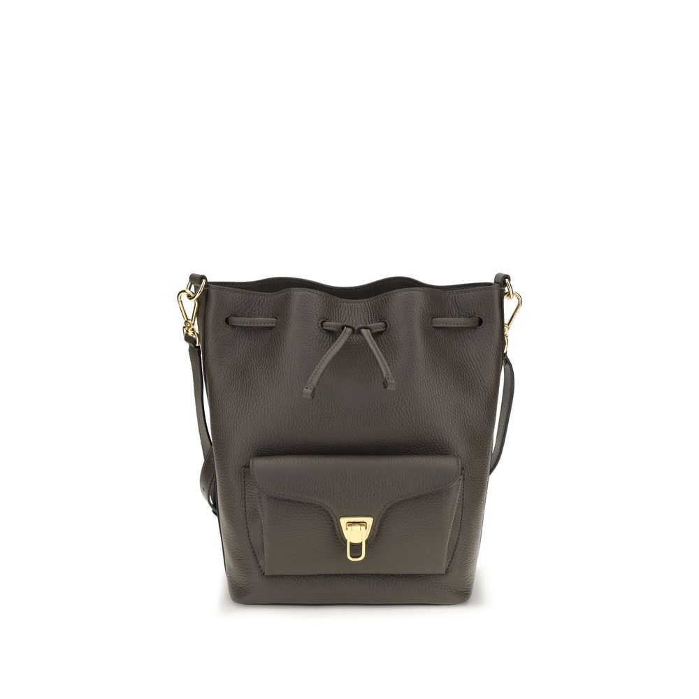 Coccinelle Brown Calf Leather Bos Taurus Backet Bag