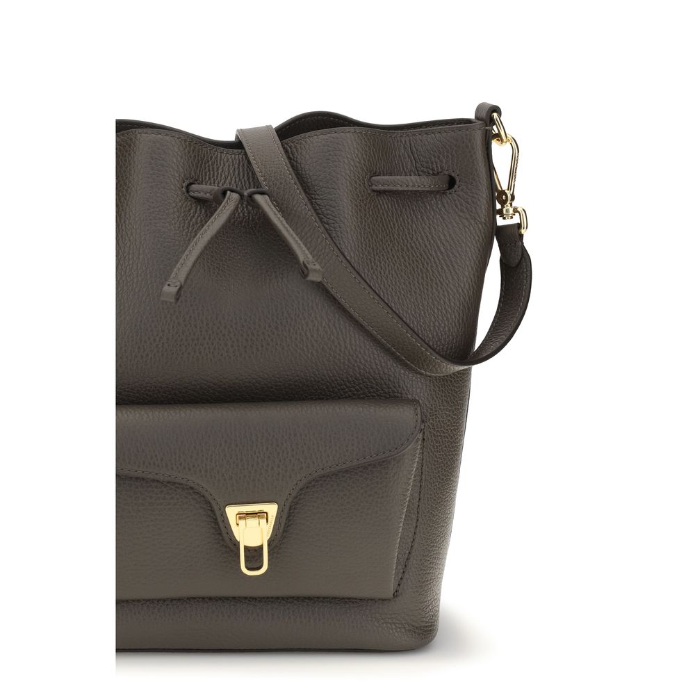 Coccinelle Brown Calf Leather Bos Taurus Backet Bag