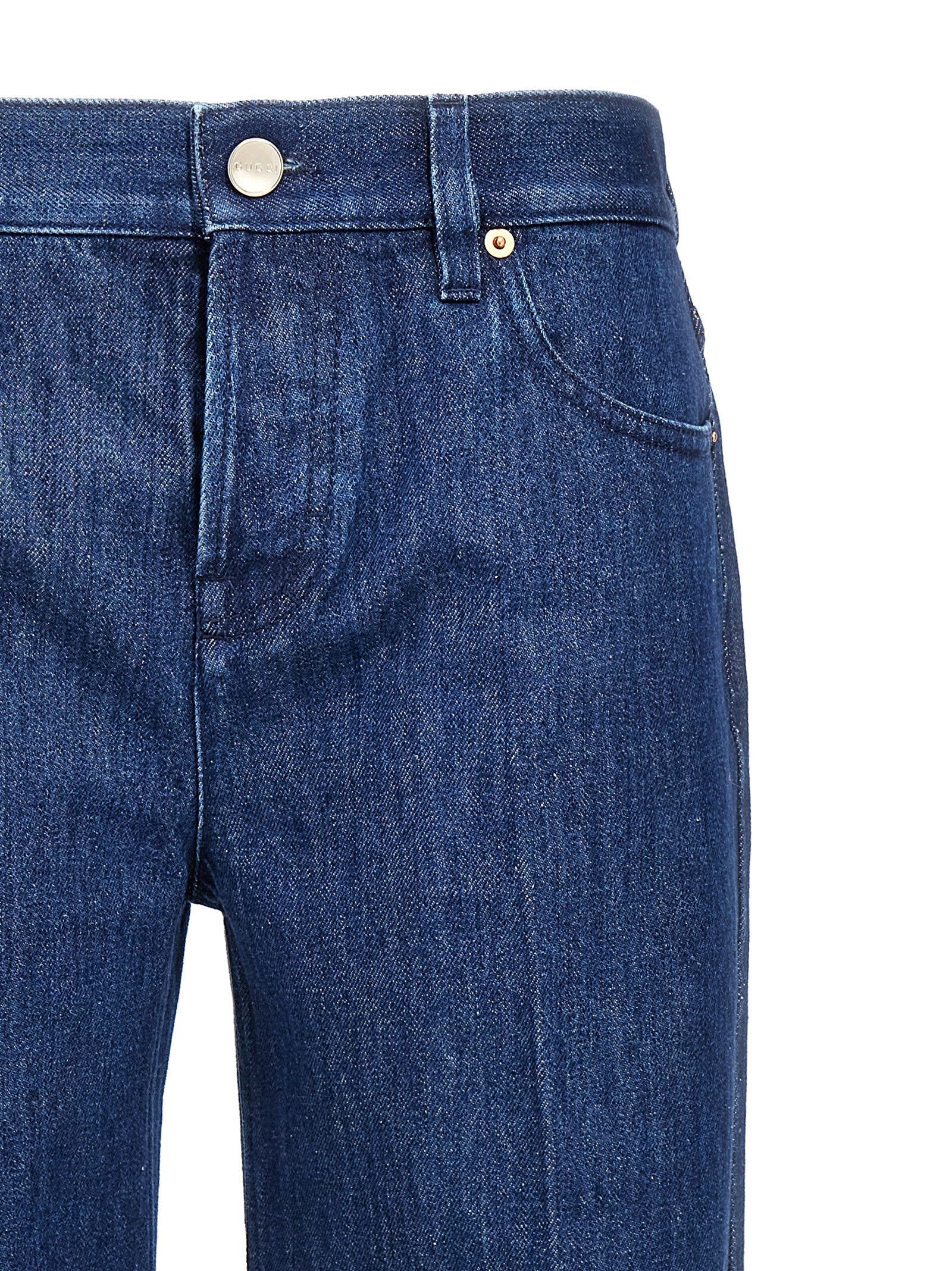 Gucci Blue Cotton Straight-Leg Jeans
