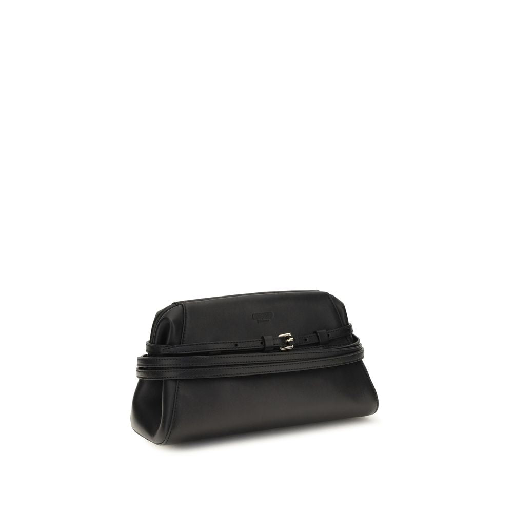 Moschino Black Goatskin Clutch Bag