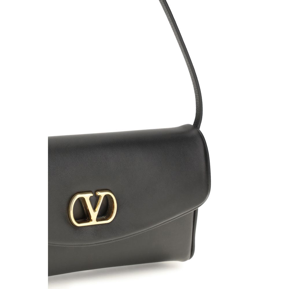 Valentino Garavani Black Calf Leather Bos Taurus Shoulder Bag