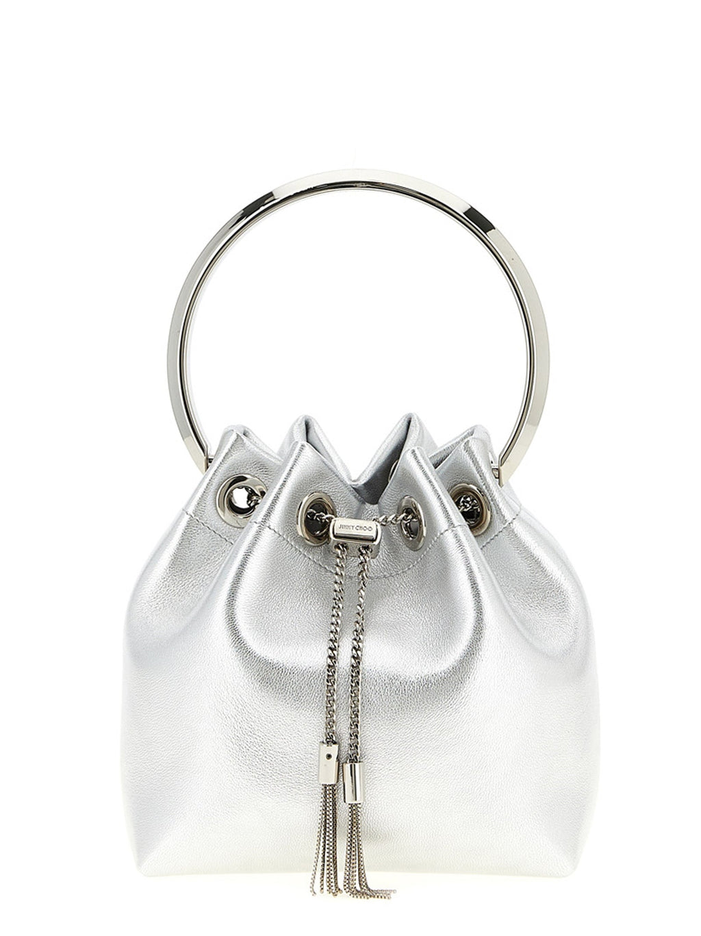 Jimmy Choo Silver Lamb Leather Handbag