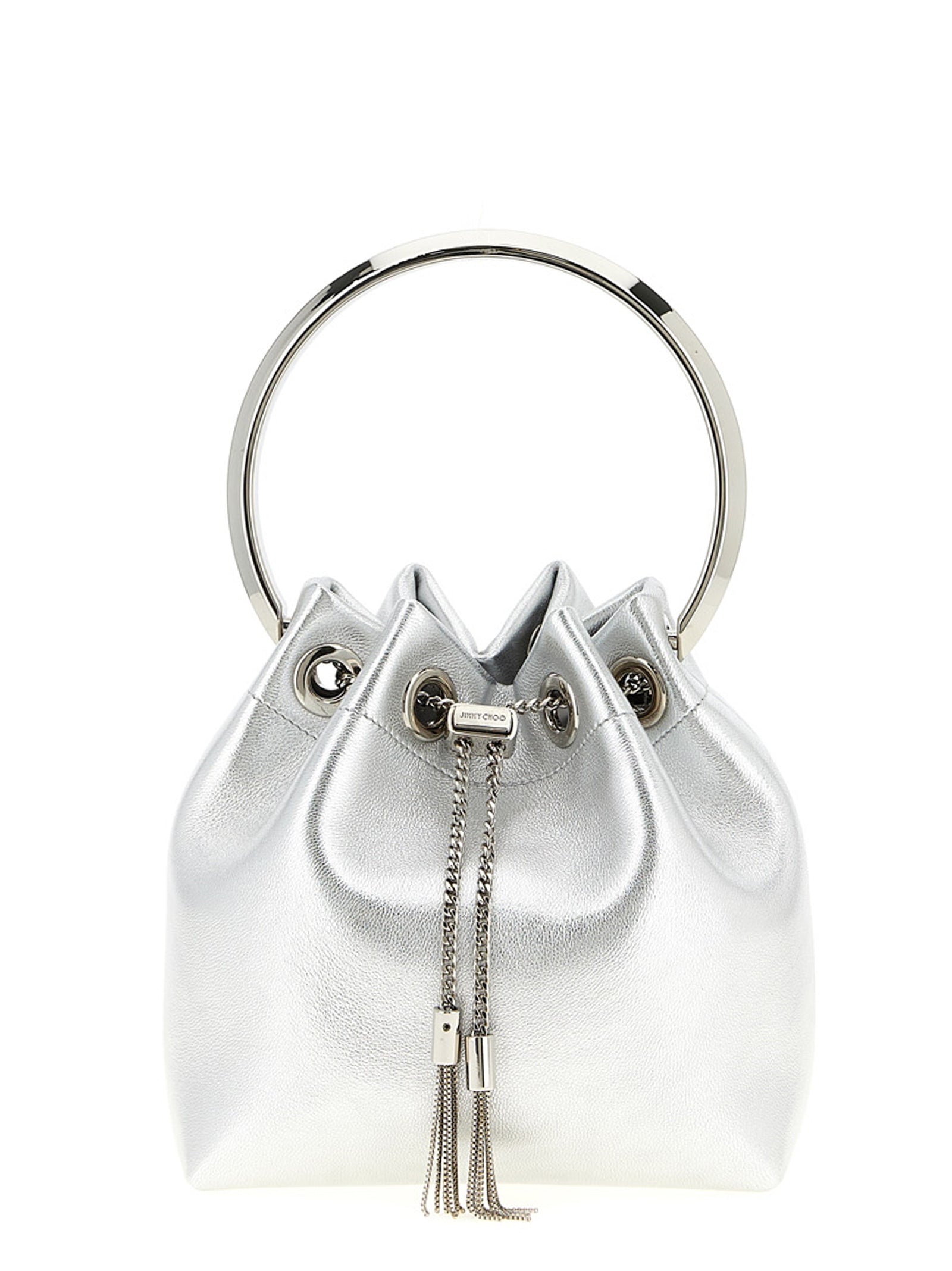 Jimmy Choo Silver Lamb Leather Handbag