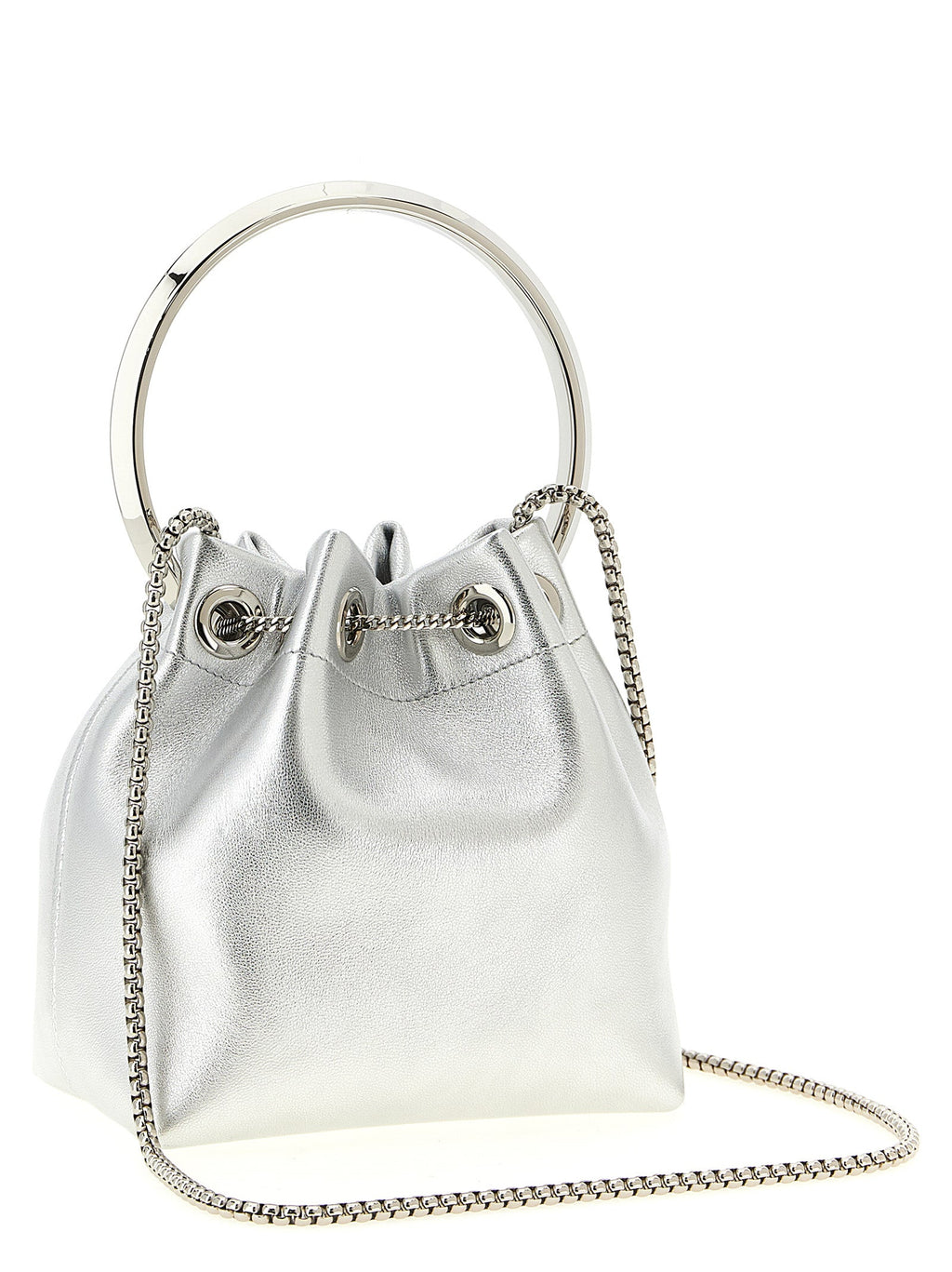 Jimmy Choo Silver Lamb Leather Handbag