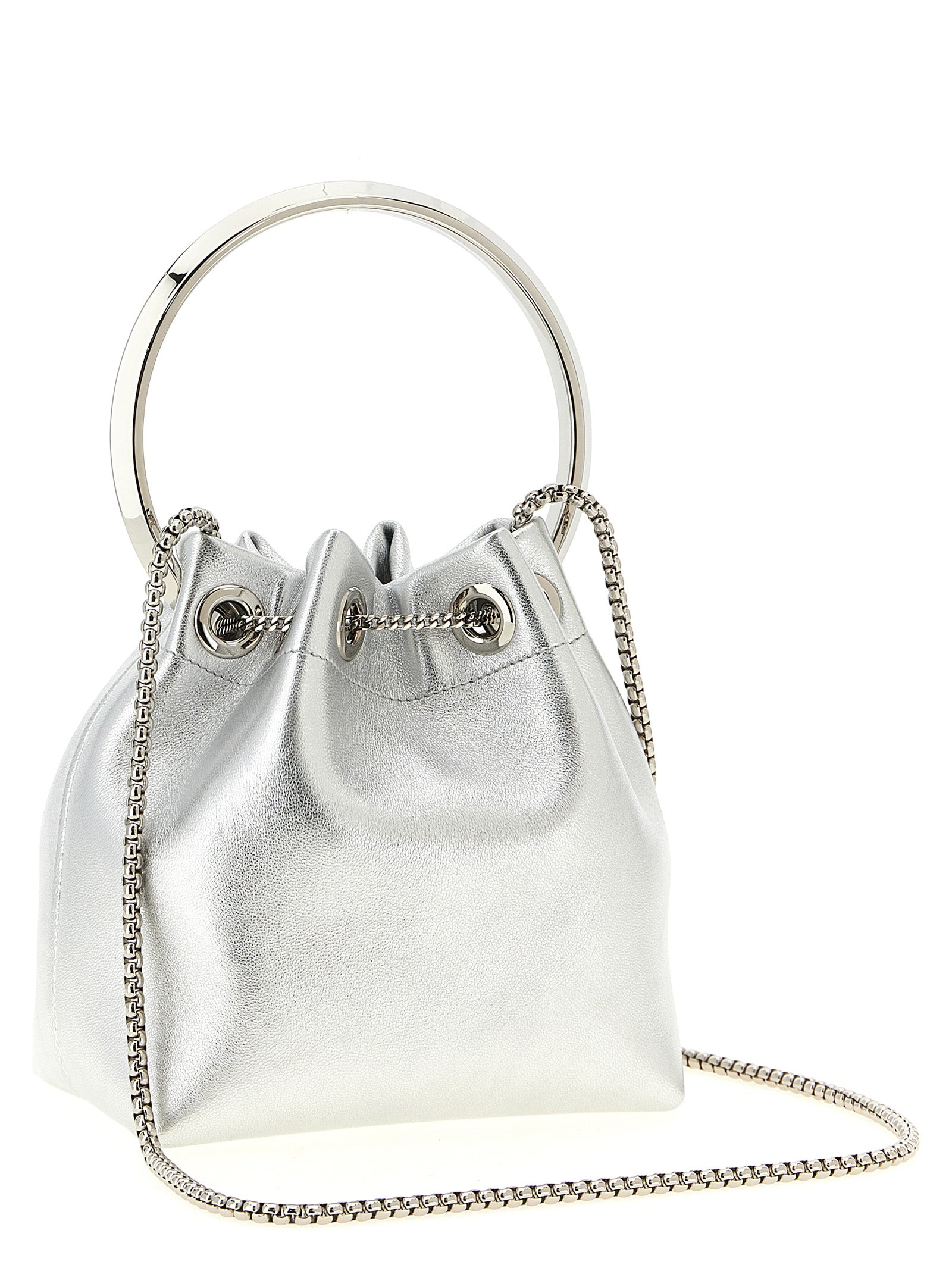 Jimmy Choo Silver Lamb Leather Handbag