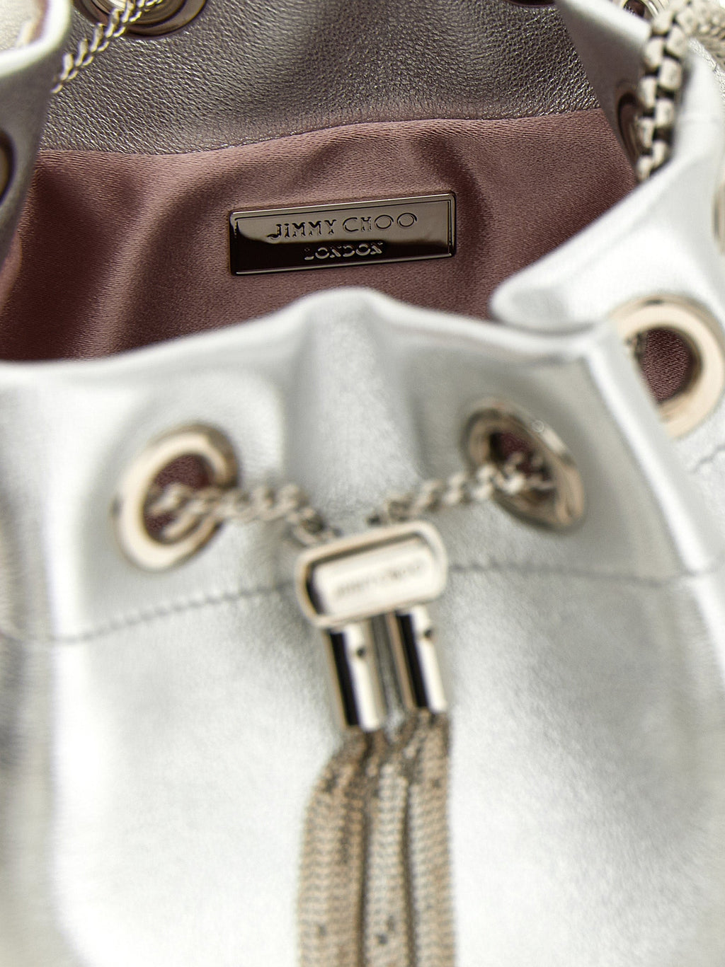 Jimmy Choo Silver Lamb Leather Handbag