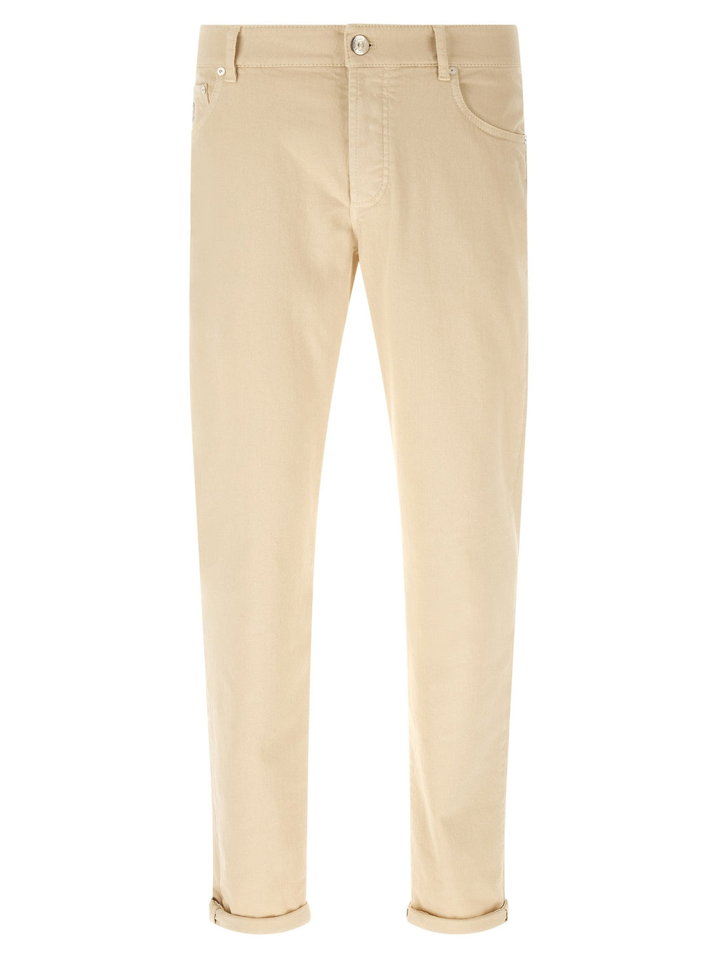 Brunello Cucinelli Beige Cotton Straight-Leg Jeans