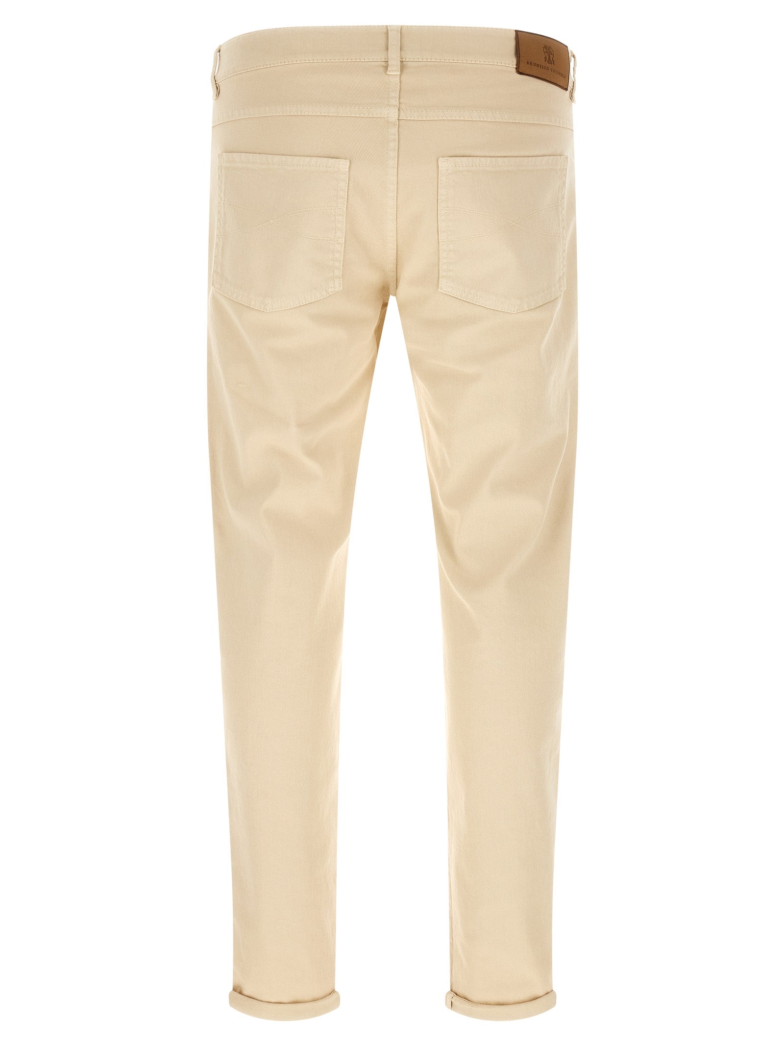 Brunello Cucinelli Beige Cotton Straight-Leg Jeans