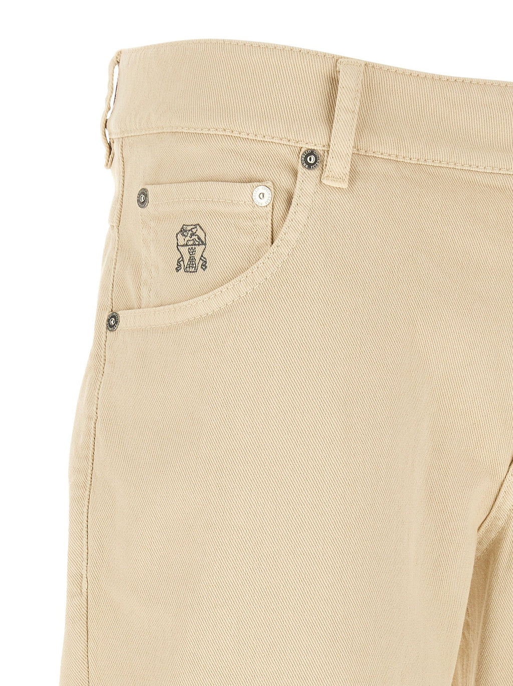 Brunello Cucinelli Beige Cotton Straight-Leg Jeans