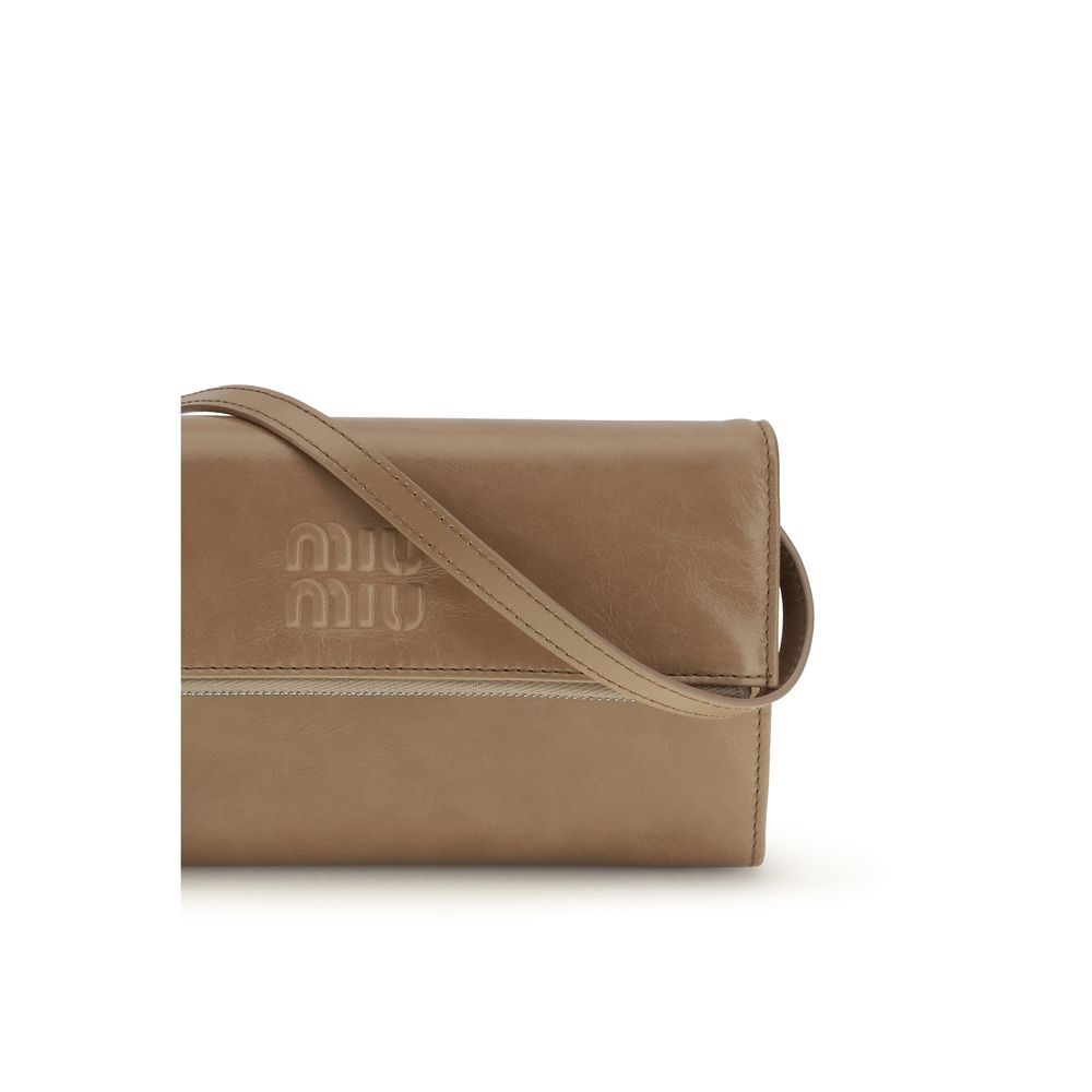 Miu Miu Beige Calf Leather Bos Taurus Clutch Bag