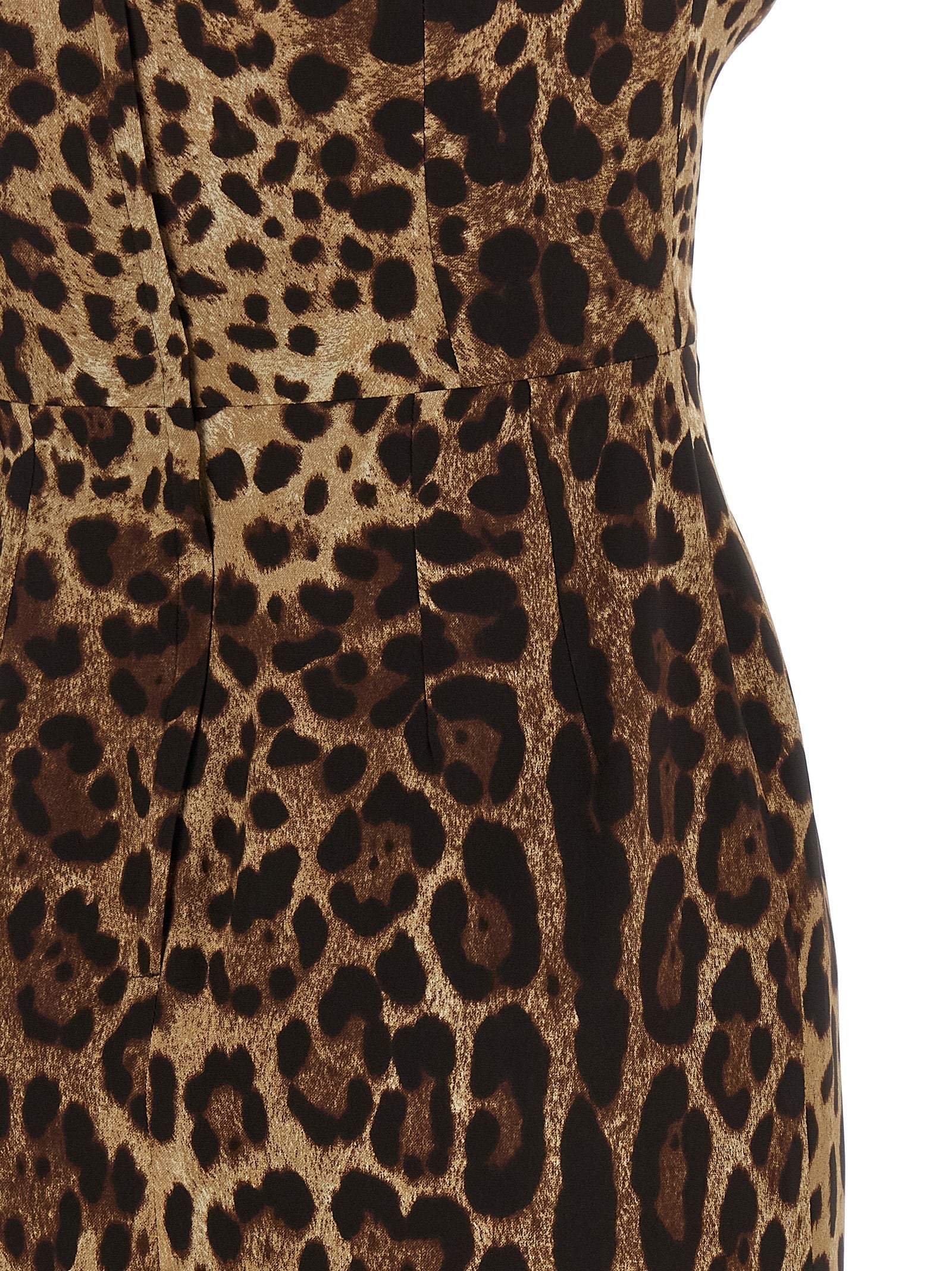 Dolce & Gabbana Brown Silk Midi Dress Dolce & Gabbana